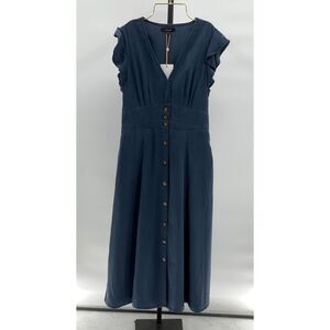 Quince Midi Dress Blue XS. Worn once . Smoke pet fragrance free home.